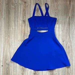 Express cobalt blue peek-a-boo dress with adorable straps. Size 4.